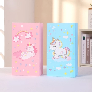 Cartoon Unicorn Rainbow Kraft Paper Gift Bag Dreamy Printed Portable Birthday Party Favor Packaging Bag For Kids Pink Blue