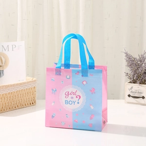 Sac cadeau de fête prénatale rose et bleu avec impression girl or boy en non-tissé