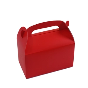 Red kraft paper gable box with handle for bakery mousse and dessert packaging