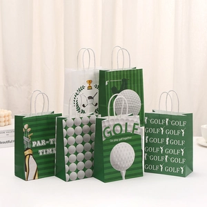 Golf-Thema Papier Geschenktüte Sportlich Bedruckte Kraftpapier Partybeutel Mit Griffen Für Geburtstag Hochzeit Event Dekoration
