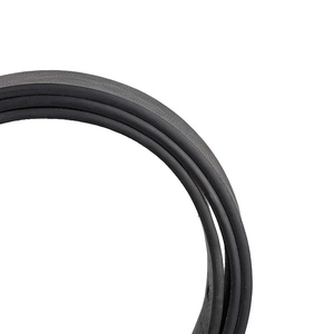 Detailed close-up showing the matte black leather texture and fine edge stitching of the belt