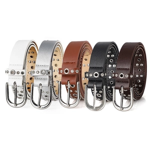 Punk style belts with rivets and rhinestones in five colors for women's denim outfits