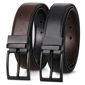 Classic Men Reversible Pin Buckle Belt 360 Degree Rotatable Alloy Buckle PU Leather Business Casual Double Sided Waistband