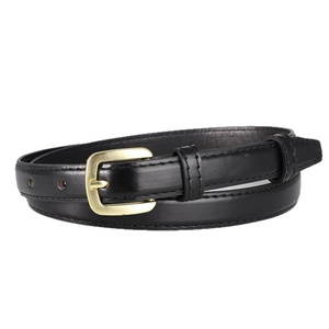 Eleganter schmaler Damen Ledergürtel in Schwarz mit goldener Schnalle und Ziernaht