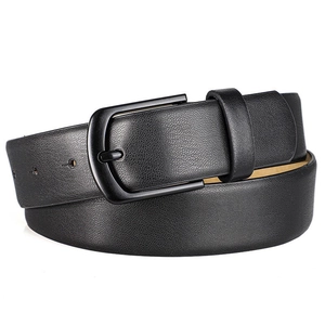 Men's Fashion PU Leather Belt With Alloy Pin Buckle Classic Litchi Pattern Casual Business Waistband For Jeans Pants