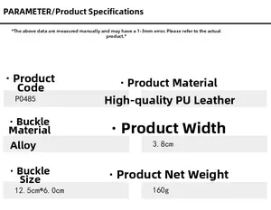 Detailed parameter chart for Y2K skull buckle belt with PU leather and alloy materials