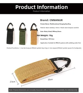 Tactical nylon webbing molle clip dimensions and technical specifications diagram