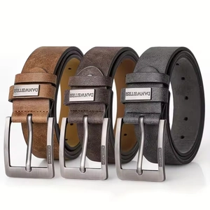 Vintage Men PU Leather Belt Business Casual Pin Buckle Waist Strap For Jeans Trousers Frosted Texture Fashion Accessory