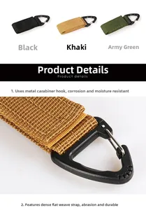 Tactical nylon webbing keychains with metal eagle beak clips in three colors