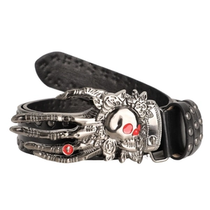 Gothic Punk Rock Skull Buckle Belt For Men Women Studded Rivet PU Leather Waist Belt Y2K Dark Streetwear Fashion Decorative Jeans Belt