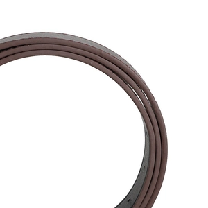 Detail of dark brown leather belt showing smooth edges and fine textured finish