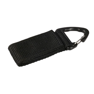 Tactical nylon webbing strap with black triangle carabiner hook for outdoor gear
