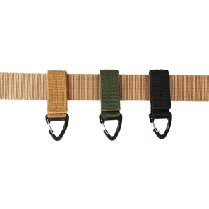 Outdoor tactical nylon webbing belt hook with triangular D-ring in khaki, green and black