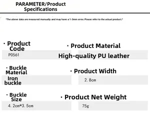 Detailed size guide for 2.8cm wide PU leather belt with 4.2x3.5cm iron buckle