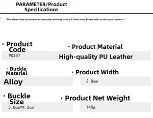 Detailed technical specifications for the punk PU leather rivet belt with alloy buckle