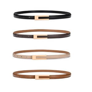 Minimalist leather belts for women in four colors with elegant golden buckles
