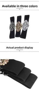 Comparaison détaillée de trois ceintures élastiques avec boucles en strass chic