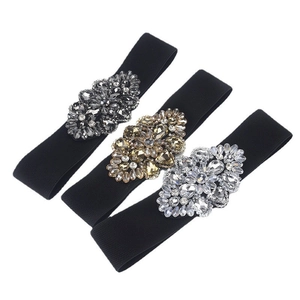 Lot de trois ceintures élastiques élégantes avec strass luxueux pour robes de soirée