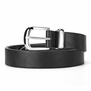 Ensemble de trois ceintures en cuir noir pour hommes et femmes avec boucle argentée polie