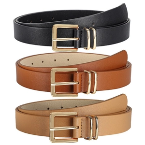 Dames Minimalistische PU-Leren Riem Met Gouden Legering Pin Gesp Mode Verstelbare Tailleriem Voor Jeans Jurken Casual Kantoor