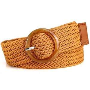 Cintura Intrecciata da Donna Bohemian Con Fibbia Rotonda in Resina Stile Etnico Vintage Cintura Intrecciata per Abiti Accessorio Moda