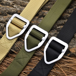 Tactical nylon belts in khaki, army green and black with metal triangle buckles