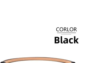 Dettaglio di sottile cintura in pelle nera con fodera marrone chiaro e cuciture