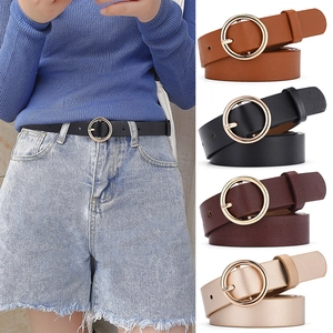 Ceinture Femme en Similicuir avec Boucle Ronde en Alliage Décontractée Polyvalente pour Jeans Robes Accessoire Mode