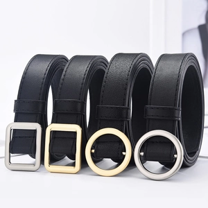 Minimalist Black Faux Leather Belt For Men Women Hole-Free Design Adjustable Waist Strap Alloy Buckle Decorative Jeans Accessory