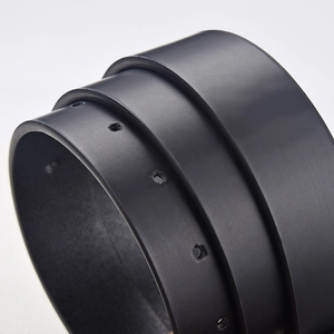 Classic vintage slim black leather belt for jeans with high-quality matte finish