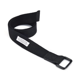 Unisex black canvas web belt featuring a double D-ring metal buckle and street style woven label