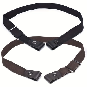 Elastic invisible waist belt in black and brown with metal buckles for jeans