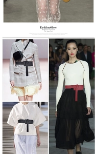 Macro detail of high-quality leather waist corset belt showing knot-tie design for dresses