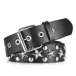 Punk Rock Breiter Kunstleder Gürtel Für Herren Damen Stern Nieten Ösen Dekoration Dornschließe Taille Gürtel Street Fashion Accessoire