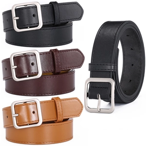 Women's Faux Leather Belt Simple Fashion Versatile Casual Solid Color Waist Belt With Square Metal Alloy Needle Buckle