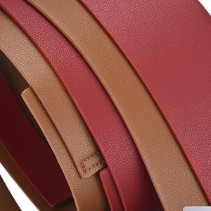 Chic wide leather waist belt with lychee grain texture in dual brown colors