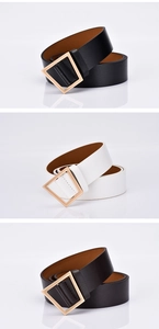 Ceintures larges minimalistes en noir, blanc et marron avec boucles dorées géométriques