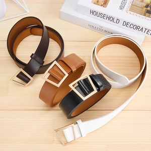 Ceintures larges minimalistes en simili cuir pour femmes en quatre couleurs avec boucles dorées