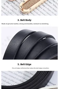 Détail macro d'une ceinture en cuir véritable avec boucle dorée et bords lisses