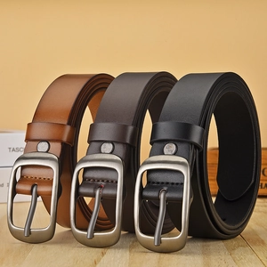 Men Casual Artificial Leather Belt With Alloy Pin Buckle Minimalist Fashion Versatile Jeans Waistband Daily Accessories