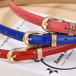Lot de 3 ceintures fines en cuir verni pour femmes avec boucles dorées vintage chic