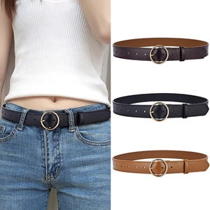 Cinturón de Mujer con Hebilla Redonda Cuero Sintético Moda Casual Versátil Hebilla de Pasador Pretina Para Vaqueros Vestidos Cinturón
