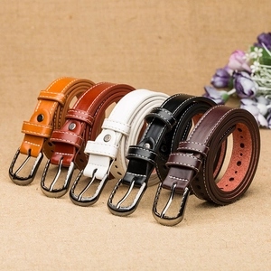 Women's vintage skinny hollow belts with metal buckles in five classic assorted colors
