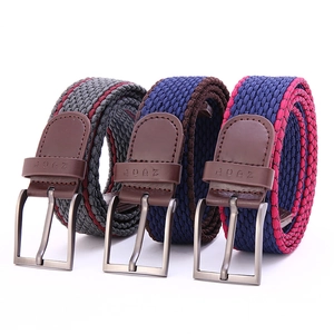 Unisex Elastic Woven Belt Casual Canvas Braided Waistband With Alloy Pin Buckle Outdoor Striped Fashion Accessory