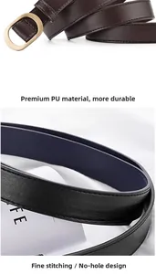 Détail de la texture en cuir PU de haute qualité et coutures fines sur la ceinture élégante