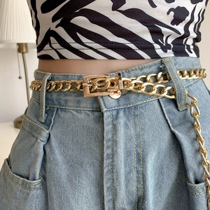Fashion Women Metal Chain Belt Punk Hip Hop Style Adjustable Pin Buckle Alloy Waist Chain For Jeans Dress Decoration Accessory