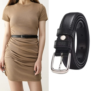 Ceinture en Cuir Synthétique Avec Boucle à Ardillon Minimaliste Texture Litchi Ceinture pour Femmes Hommes Jeans Robe Casual Accessoire