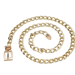 Chic gold link chain belt with a square pin buckle for women in hip-hop style