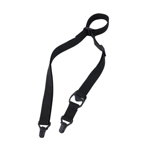 Adjustable black nylon tactical two-point mission strap with durable buckles