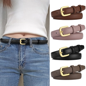 Ceinture Fine en Similicuir pour Femmes Mode Ceinture Minimaliste Polyvalente Avec Boucle à Ardillon en Alliage Doré pour Jeans